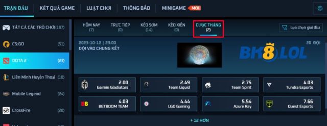 Cược đội chiến thắng