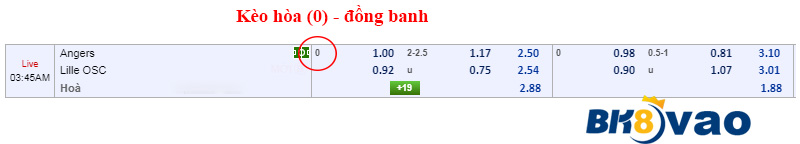 Ví dụ kèo chấp hòa